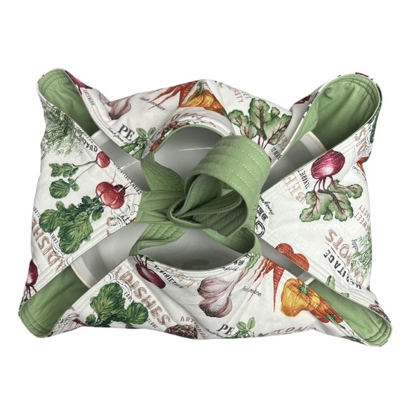 Hand Crafted Casserole Dish Carrier Large Quilted Reversible Pie Plate Carrier - Picture 10 of 12